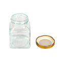 empty food grade 150ml 5oz square storage honey jam glass bottle jar with tinplate metal lid